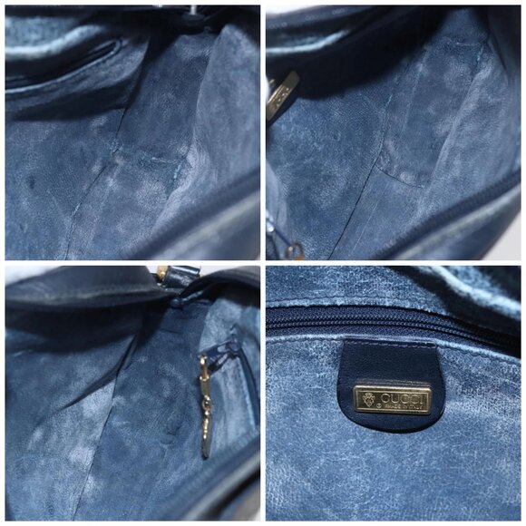 GUCCI Micro GG Canvas Shoulder Bag PVC Leather Navy - Picture 15 of 16